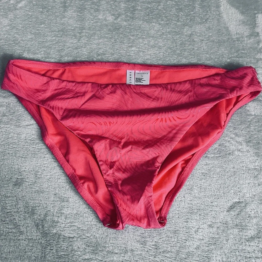 Sanctuary Bikini Set Cactus Flower Pink Textured Bandeau Swim L SAIE25183S-TJ